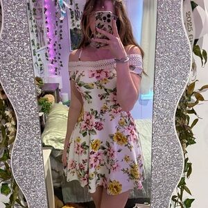 B. Smart White Dress with Mesh Detail